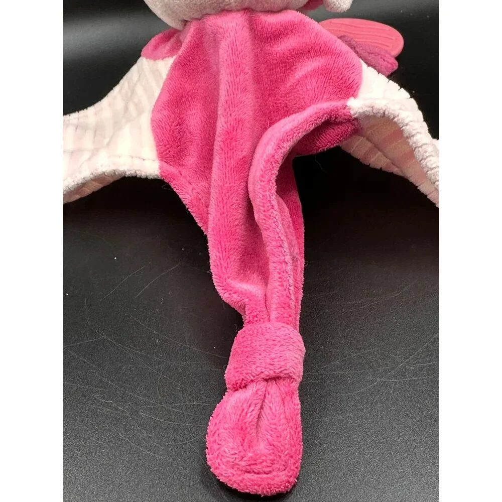 Stephan Baby Elephant Pink Plush Security Blanket Lovey Teether Rings Knot READ‎